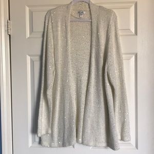 Stunning Ivory Cardigan Sweater Sparkle 2X